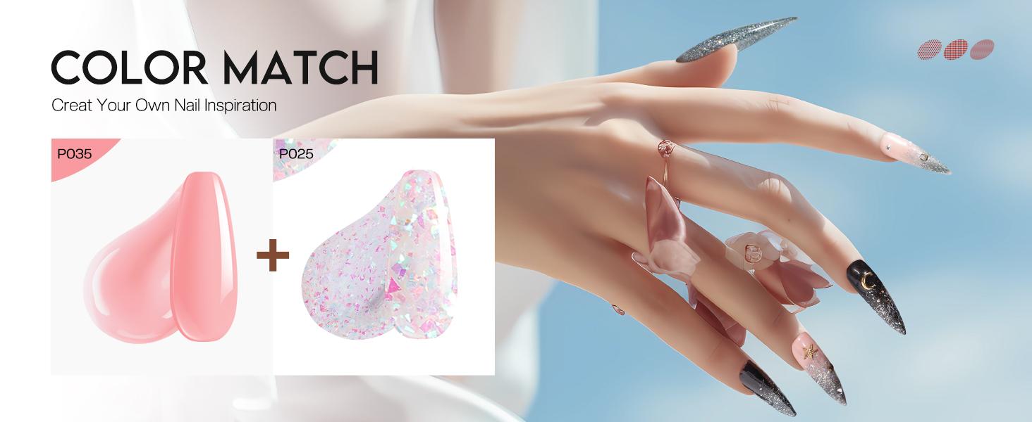 MOROVAN 6 Colors Poly Gel Nail Starter Kit - Poly Nail Gel Kit with U V Lamp Complete Nail Extension Poly Gel Kit for Beginners