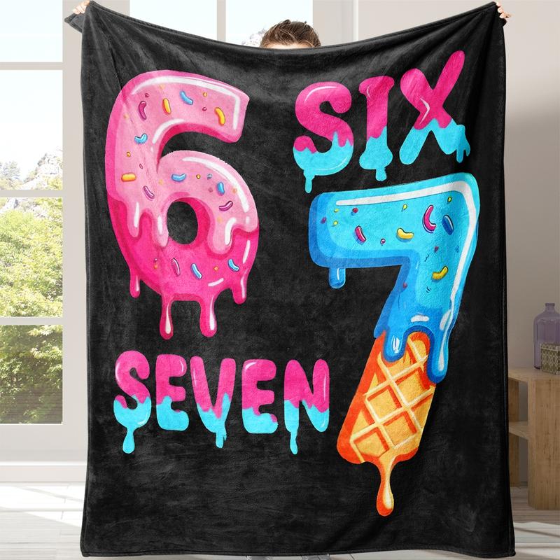 Six Seven Soft Flannel Blanket for Sofa Bed, Warm and Comfortable Nap Blanket, Lightweight Travel Camping Cover, Home Office Chair Bed Throw, Soft Fluffy Blanket, Warm Napping Blanket