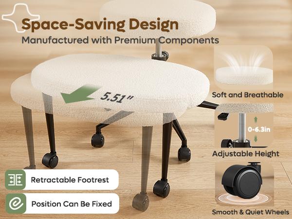 Pinmoco Extra Wide Ergonomic Cross Legged Swivel Chair - Adjustable Height, Teddy Fabric, Reversible Seating, Versatile for Home & Office Use Pinmoco Extra Wide Ergonomic Cross Legged Swivel Chair - Adjustable Height, Teddy Fabric, Reversible Seating, Versatile for Home & Office Use