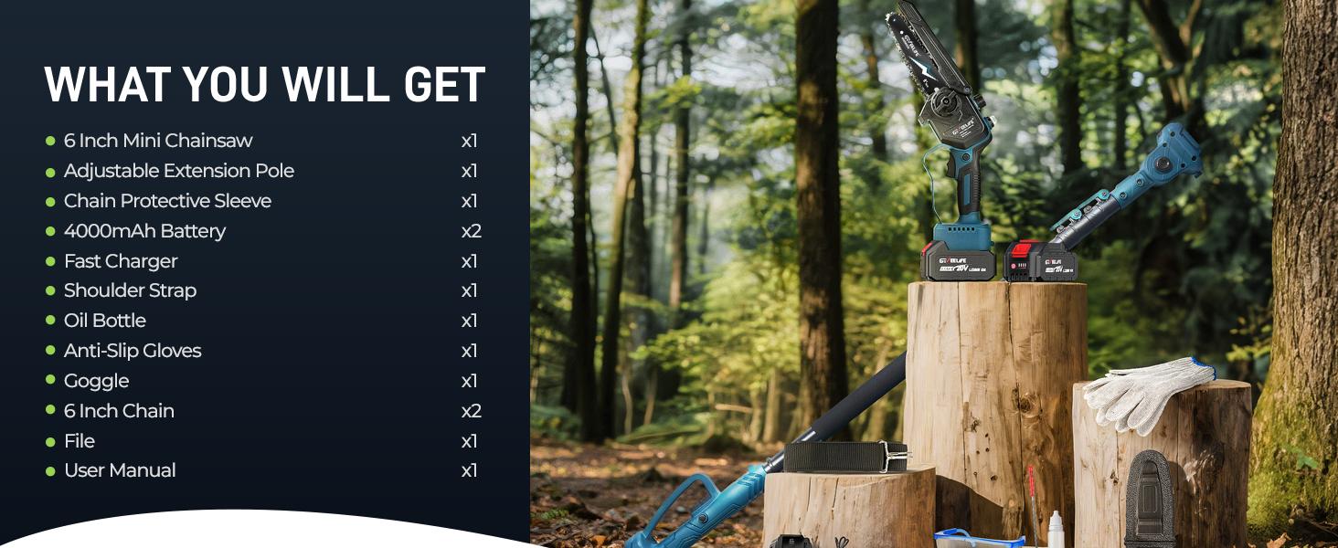 GEVEELIFE 2-in-1 Electric Pole Saw, ChainSaw, Portable Electric Cordless Saw for Wood Cutting,2 Batteries ,Pruning, Gardening, Camping - Suitable for Seniors, Women Holiday gifts GEVEELIFE 2-in-1 Electric Pole Saw, ChainSaw, Portable Electric Cordless Saw for Wood Cutting,2 Batteries ,Pruning, Gardening, Camping - Suitable for Seniors, Women Holiday gifts