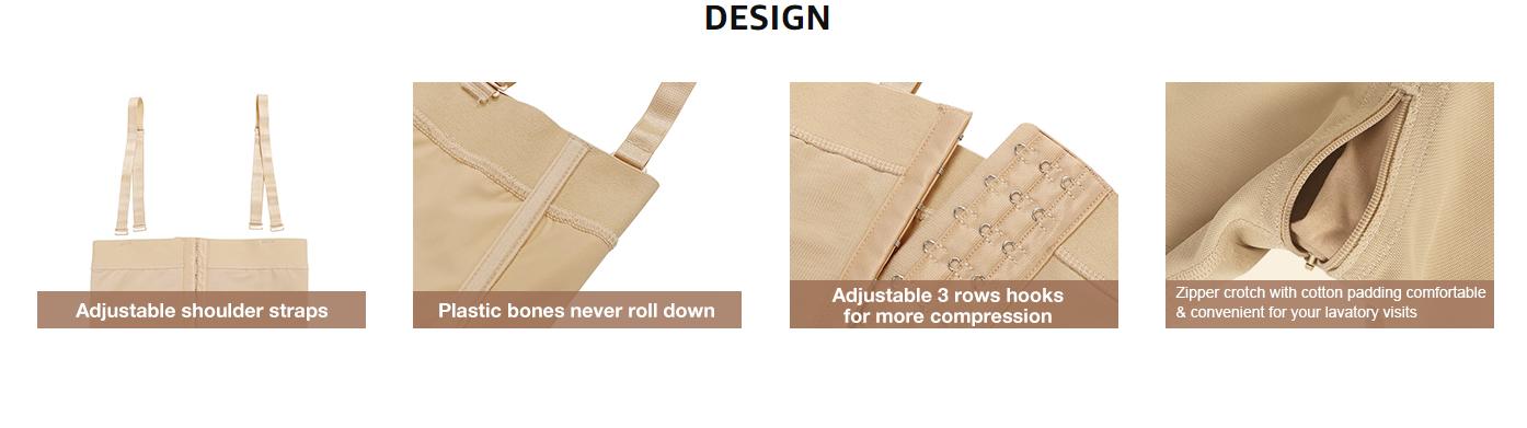 FeelinGirl Zippered Shapewear Tummy Control Butt Lifter  Shorts with Front Zipper and Removable Design Bodysuit BBL Womenswear Underwear Compression Lady Comfort