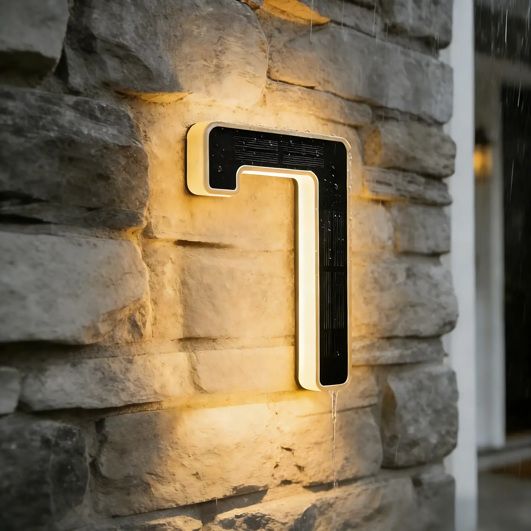 6.7 in Waterproof LED Solar Powered Lights, ABS Plastic Modern Outdoor House Address Sign Plaque with Backlit Display for Front Door Home Exterior Decoration