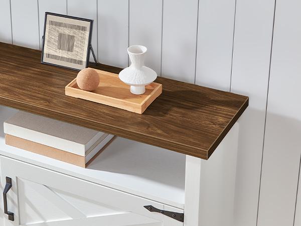 HOOBRO Farmhouse Console Table with Storage, 47.2" Long Entryway Table, White Sofa Table with Doors and Cabinets, Narrow Sofa Table Behind Couch, for Hallway, Foyer, White and Walnut HOOBRO Farmhouse Console Table with Storage, 47.2" Long Entryway Table, White Sofa Table with Doors and Cabinets, Narrow Sofa Table Behind Couch, for Hallway, Foyer, White and Walnut