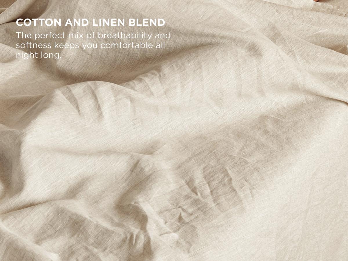 Bedsure Linen Sheets- Bed Blend from Linen Cotton, Breathable Cotton Bedsheets, 4 Pieces , Gifts for All Season