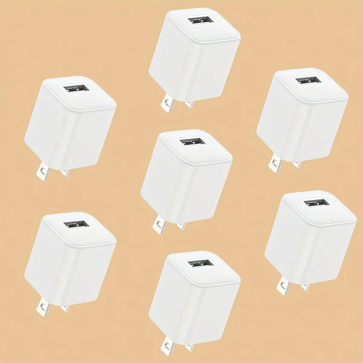 USB 5V/1A Wall Charger Block 7pcs Cube Plug Power Charging Adapter Brick for Apple iPhone, Mp3, Ipod, Samsung A Phones Cellphone Smartphone