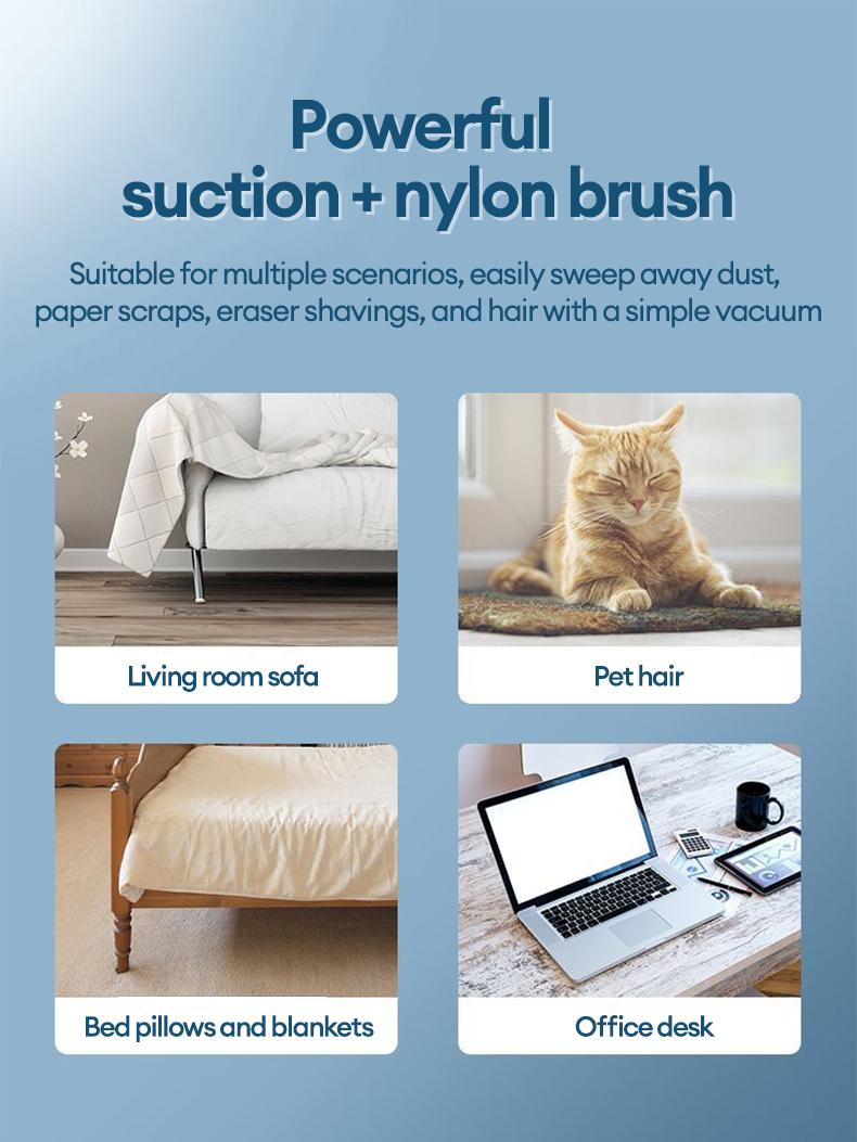 PAXA Desktop mini vacuum cleaner, equipped with a cleaning brush, with strong suction power and long-lasting battery life, suitable for desktop office use.