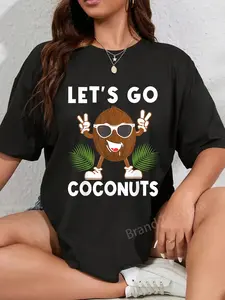 100% Cotton Let's Go Coconuts Funny Fruit Sommer Coconut Costume T-Shirt