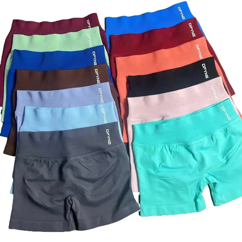 Impact Yoga Shorts Low Waist Seamless Scrunch Bum Workout Shorts Stretch Fitness Clothing with dfyne Logo