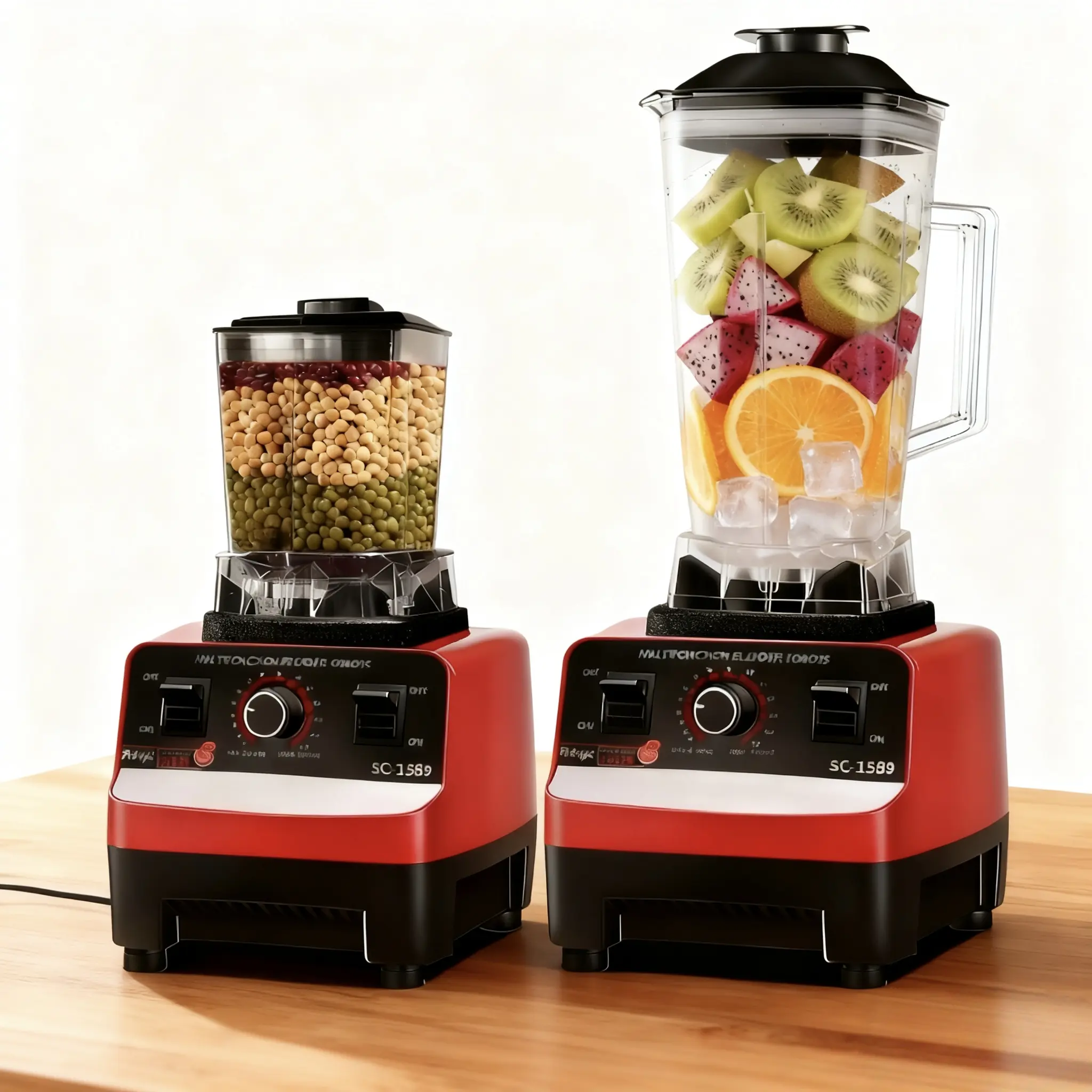 2L Large Capacity Desktop Kitchen Blender - US Plug Home Multifunction Fruit Vegetable Juicer, Drink Mixer with 2 Different Cups for Squeezing, Grinding
