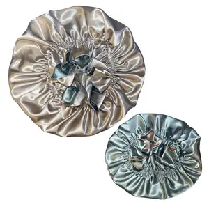 Beige & Sage Frill Reversible Bonnet