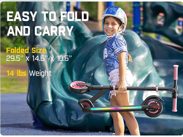 FanttikRide C9 Apex Kids Electric Scooter, Bluetooth Music Speaker, Colorful Light for Kids 8-12, 3.9-5.2 ft, 132 lbs, 5 Miles Range, Up to 40 min Ride Time, 5/8/10 MPH, 3 Adjustable Heights