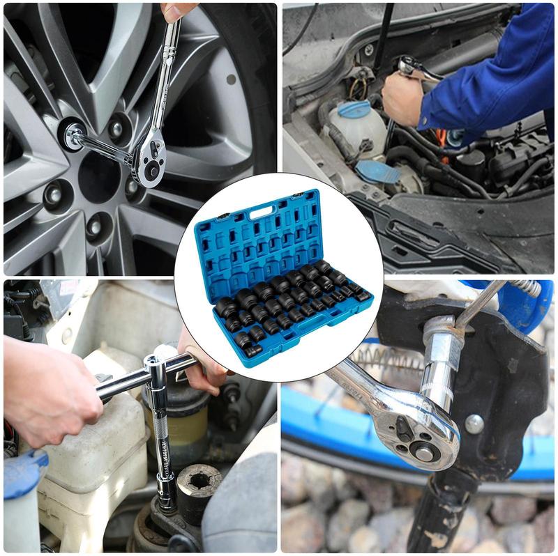 VEVOR Impact Socket Set 3/4 Inches 29 Piece Impact Sockets, 6-Point Sockets, Rugged Construction, CR-M0, 3/4 Inches Drive Socket Set Impact SAE 3/4 inch - 2-1/2 inch, with a Storage Cage VEVOR Impact Socket Set 3/4 Inches 29 Piece Impact Sockets, 6-Point Sockets, Rugged Construction, CR-M0, 3/4 Inches Drive Socket Set Impact SAE 3/4 inch - 2-1/2 inch, with a Storage Cage