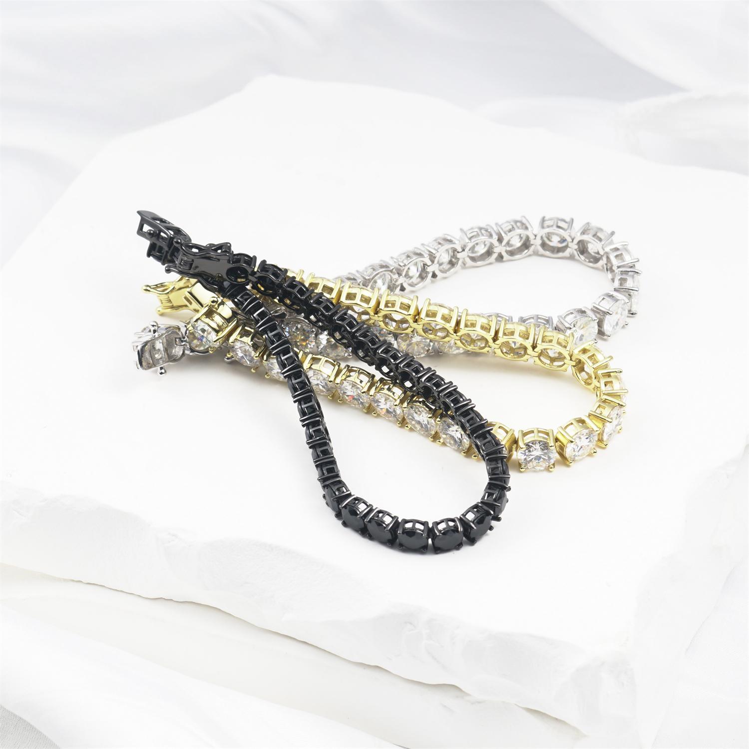 Delzzad Tennis Bracelet VVS D Color Synthetic Moissanite S925 Sterling Silver Tennis Chain Birthday Anniversary Mother's Day Gifts for Men Women With Giftbox Dainty Layered Anklet