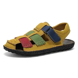 Men's Closed Toe Sport Sandals Adjustable Strap Color Block Design Textured Non Slip Sole Comfort Outdoor Casual Footwear