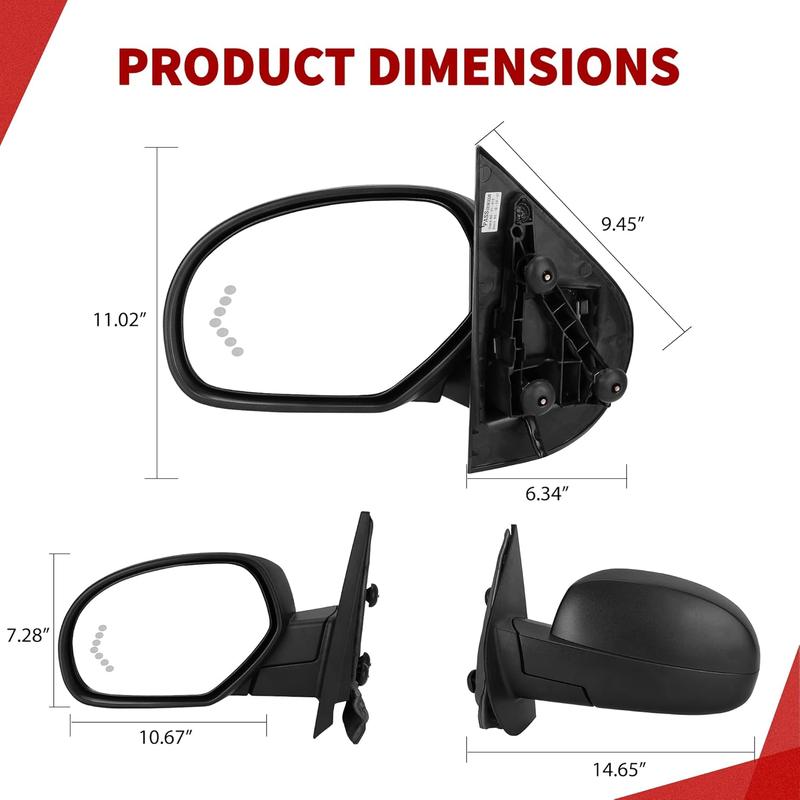 YITAMOTOR Towing Mirrors Compatible with 2007-2013 Chevy Silverado GMC Sierra 1500, 07-14 Suburban Yukon XL 1500, Power-Adjustable Glass and Heated with LED Arrow Turn Signal Side Mirrors Pair blind spot mirrors