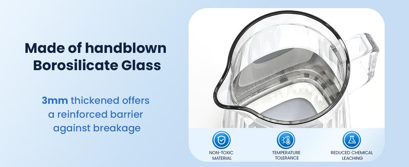 Glacierfresh 10 Cup Glass Water Filter Jar Pitcher, 80 oz Wide Mouth with flip lid, 5-Stage Filtration Tech, Reduces 99% Chloriner, for Water, Beverage, Iced Tea, Cold Brew Coffee, BPA Free, Drinkware, Mason, kitchenware Home Glacierfresh 10 Cup Glass Water Filter Jar Pitcher, 80 oz Wide Mouth with flip lid, 5-Stage Filtration Tech, Reduces 99% Chloriner, for Water, Beverage, Iced Tea, Cold Brew Coffee, BPA Free, Drinkware, Mason, kitchenware Home