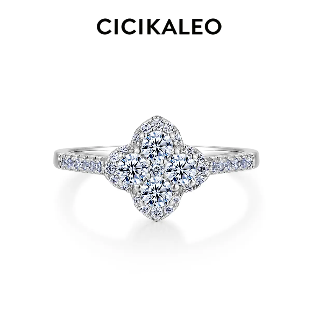 CICIKALEO 1.3CT Moissanite Rings for Women Clover Lucky 18K Real Gold-Plated&Silver Tone Lab-Created Engagement Promiserings Gift for Her R021 #Summervibes