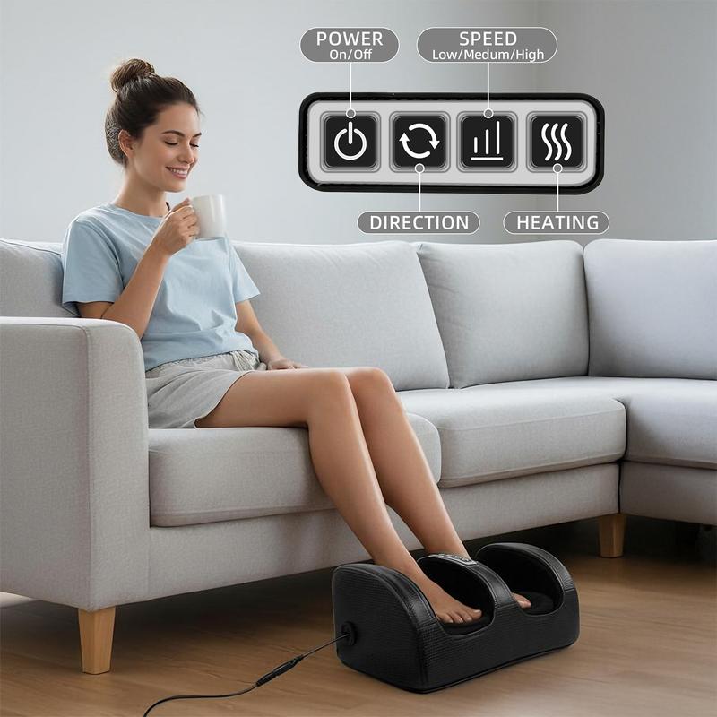 Cotsoco Foot Massager with Heat, Shiatsu Kneading Foot and Calf Electric Massager Machine with Roller, Massage Feet/Arm/Calf/Ankle for Relax, Plantar Fasciitis, Pain Relief, Gifts for Women & Men, Valentine's Day gifts for boyfriend and girlfriend