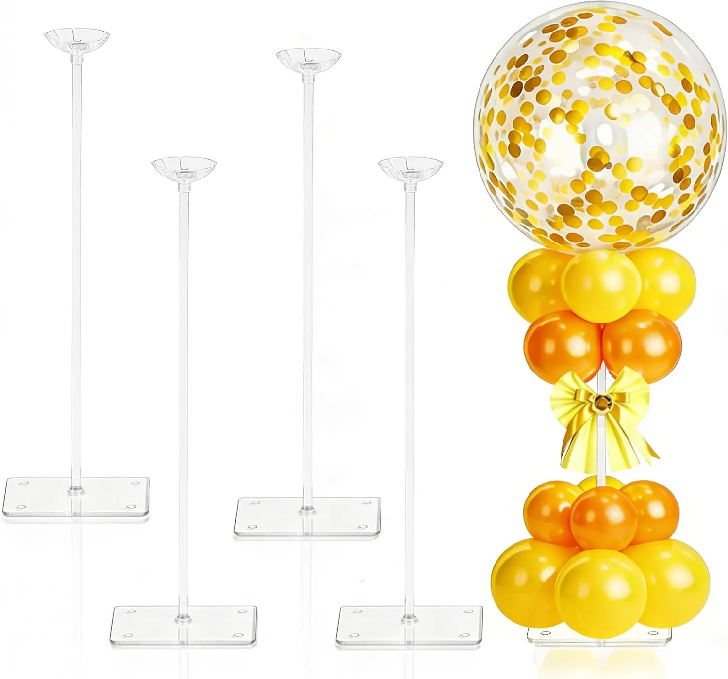 JOYYPOP 4 Sets Balloon Stands for Table 15.75 Inch Clear Adjustable Balloon Centerpieces for Tables Reusable Balloon Holder Sticks for Graduation Wedding Baby Shower Birthday sohochic