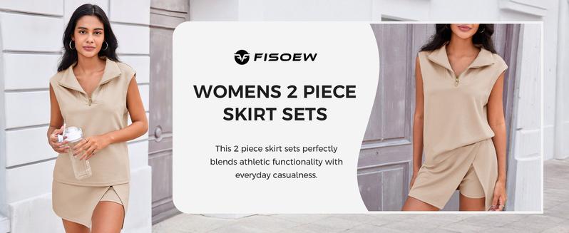 [HOT] Fisoew Womens 2 Piece Skirt Sets Summer Sleeveless Half Zip Sweatshirt Athletic Skorts Tennis Outfits Casual Sweatsuits #Springtok #ValentinesDay