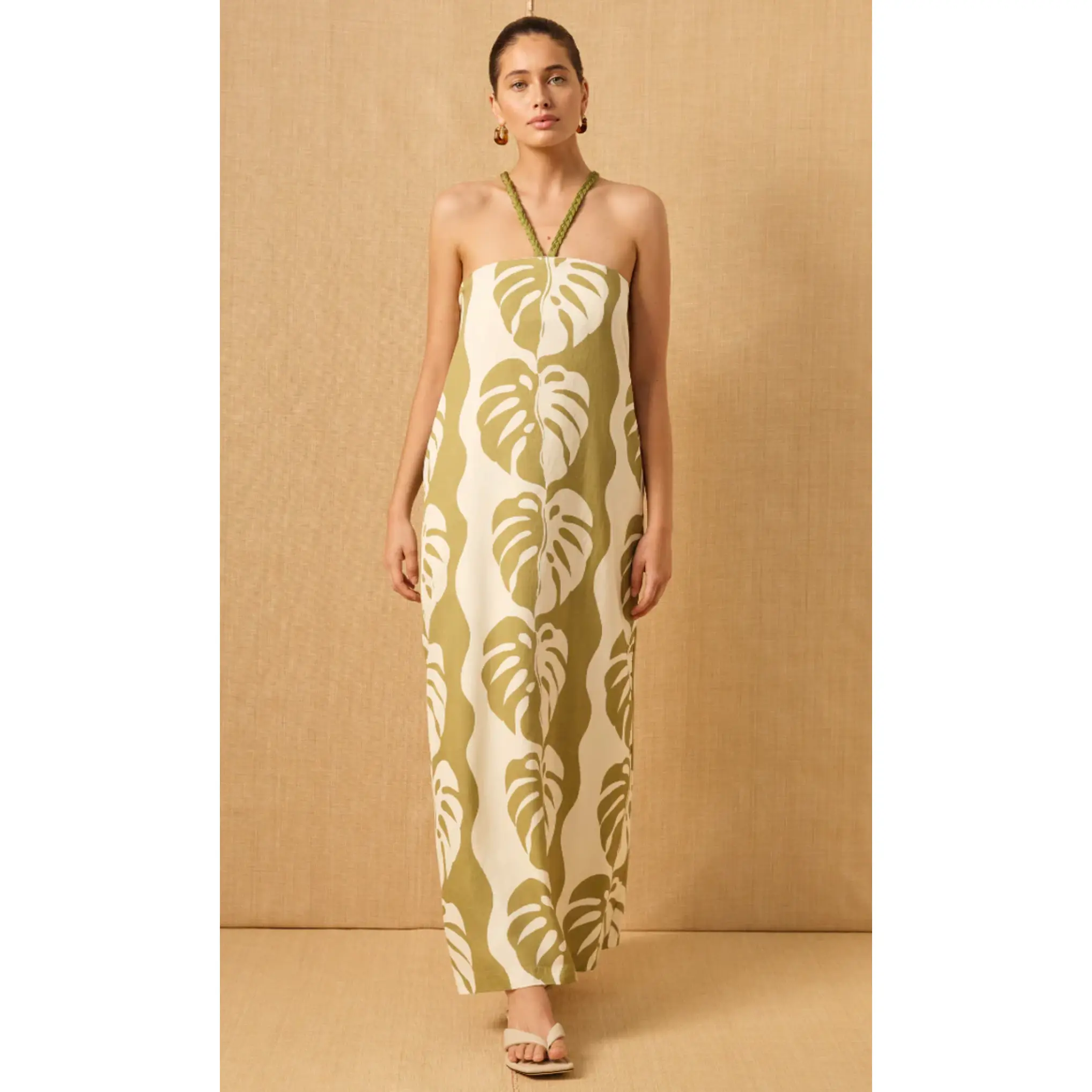 MIDSUMMER PALM STRAPLESS DRESS