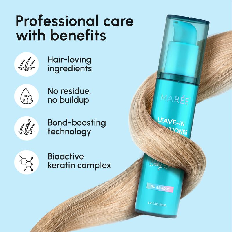 Leave-In Hair Conditioner MAREE 5.07 FL OZ - Ultra-Light Formula with Keratin & Argan Oil for Dry Damaged & Wavy Hair - Silky Shine No Residue Cleanser