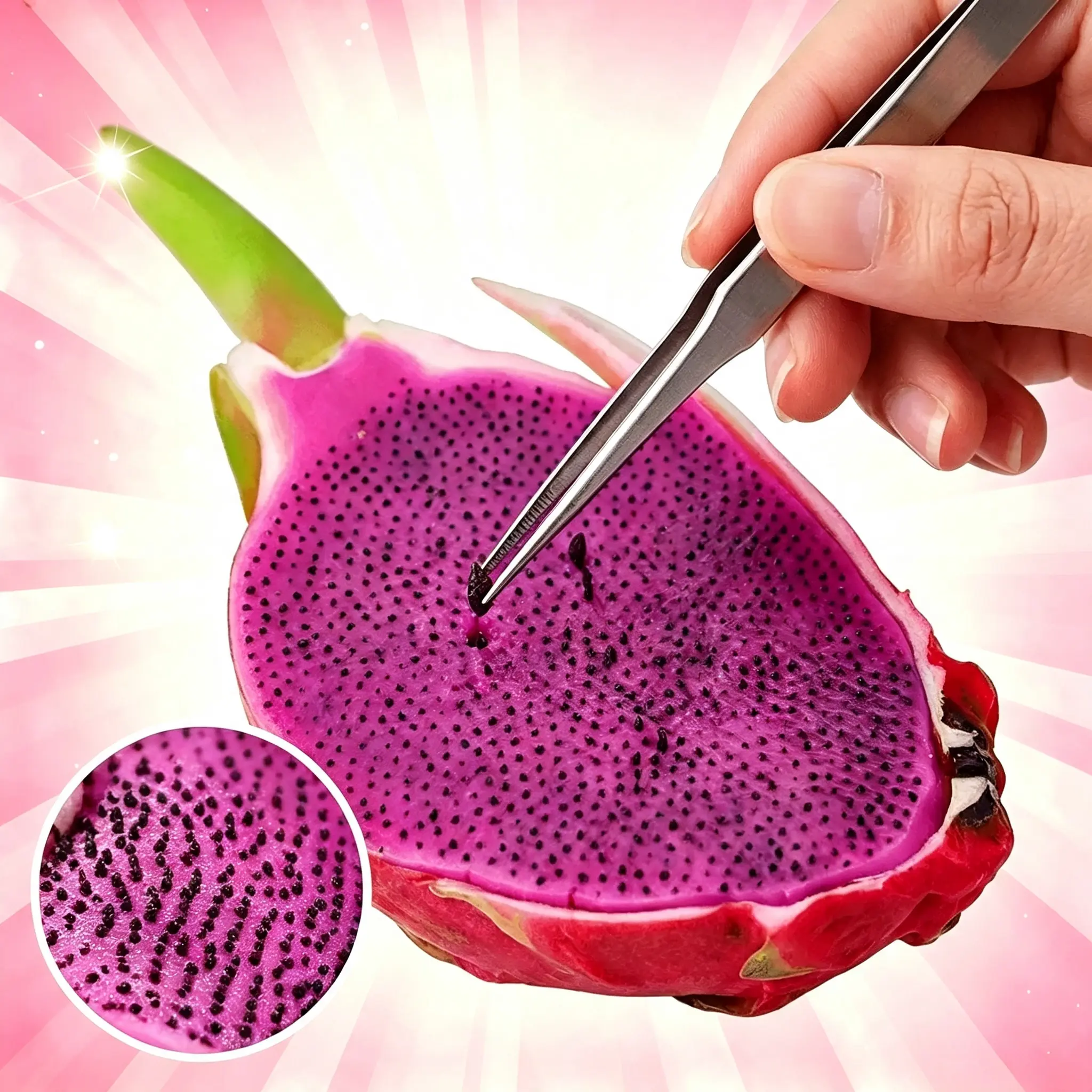 Dragon Fruit Slime Picking Toy - Fruit Shaped Sensory Toys for Adults, Stress Relief Fidget Toy with Tweezers Accessory, Fun Squeeze Game for Kids & Teens
