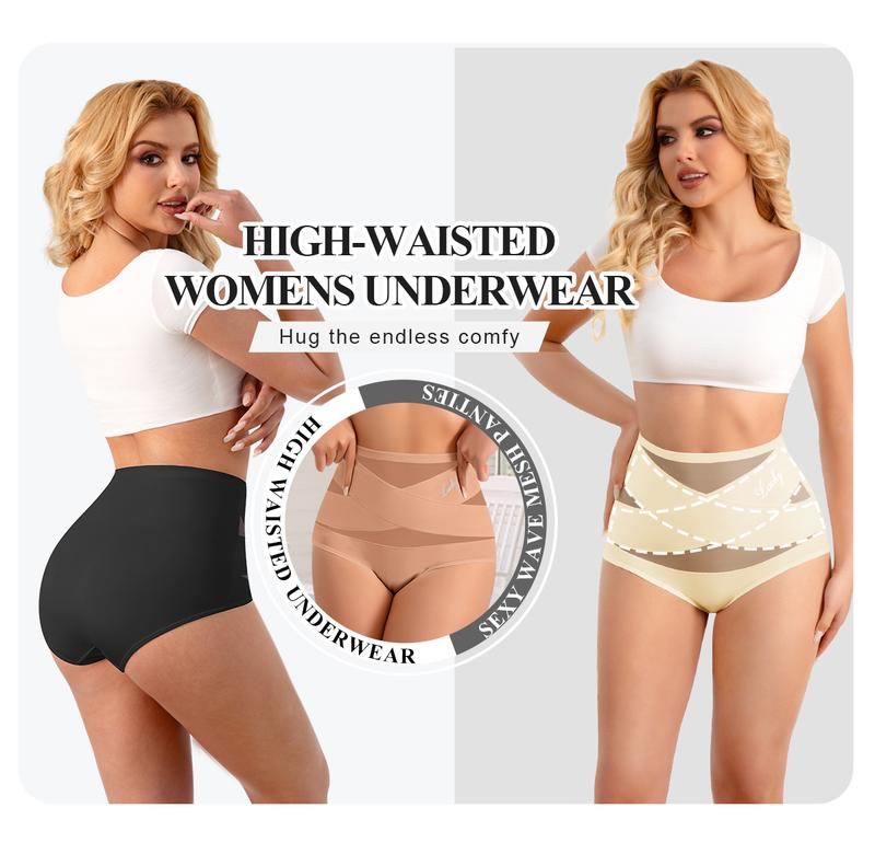 【NEW COLORS】Morelect 3/5/8 Pack High-Waisted Letter Print Underwear,Cross Support Tummy Control Panties for Women,Breathable Slimming Underwear for Women, All-Season Comfy Daily Wear. Casual Bridal Basic Minimalist Lingerie.