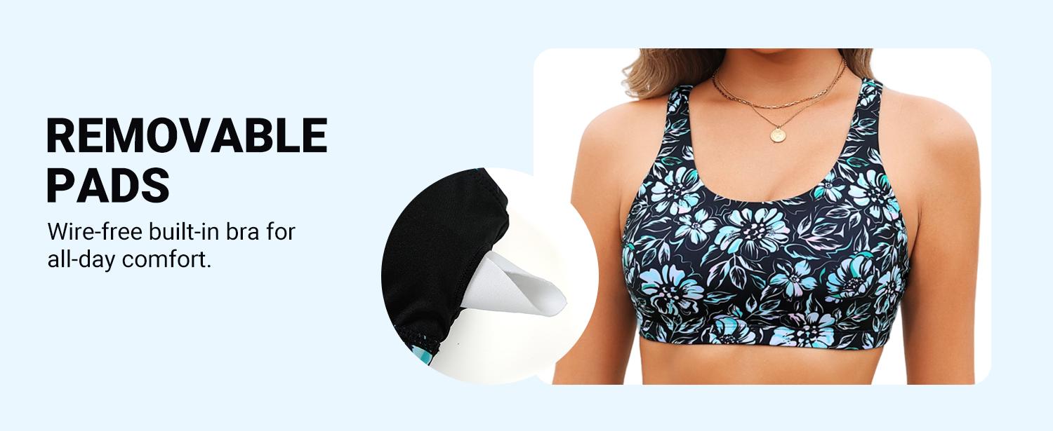 Daci Womens Three Piece Tankini Swimsuits with Skirt - Tummy Control Bathing Suit Swim Tank Top Sport Bra Athletic Swimwear