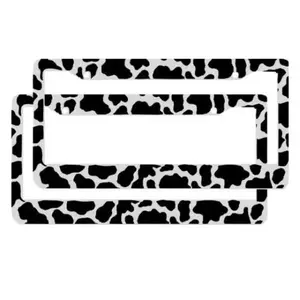1pcs COW PRINT BLACK WHITE License Plate Frames lot Auto Tag NEW, Funny Car Accessories, Cute Car Decor Gift