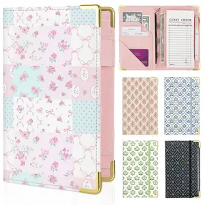 Server Books for Waitress with Zipper Pocket Cute Book Pen Holder PU Leather Serving Fit Server Apron