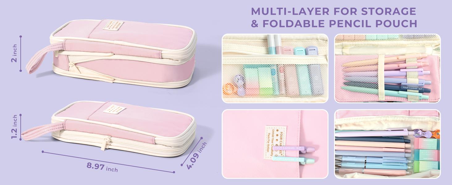 Four Candies 36PCS Visual Learning Tools,Aesthetic School Supplies Mechanical Pencils 0.5mm,0.7mm,0.9mm & 2.0mm with 624PCS Lead Refills for Writing,Drawing & Drafting, Back to School Supplies Haul,girly office supplies,Stationery Set Student Essentials