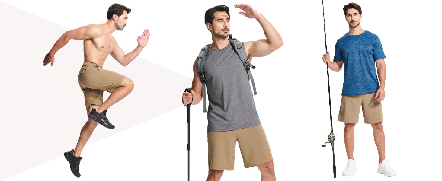 MAGCOMSEN Men's Workout Shorts 9" Quick Dry Shorts with Zipper Pockets for Running Athletic Gym Basketball Outdoorfun