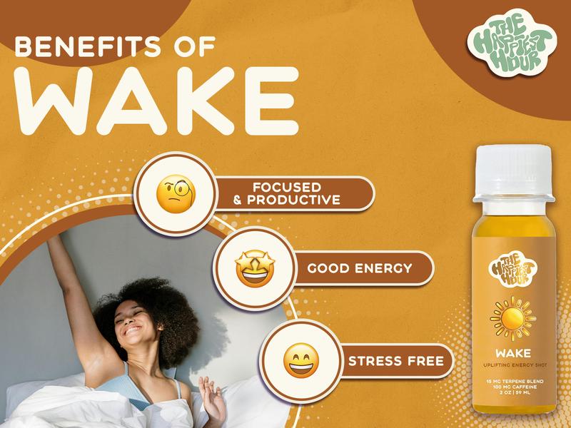 The Happiest Hour Mood Menu - Natural Wellness Vitamin Terpene Supplement Drinks - Wake, Intensify, Bliss, Calm, Sleep, Mend, Curb - 12 & 24 Packs