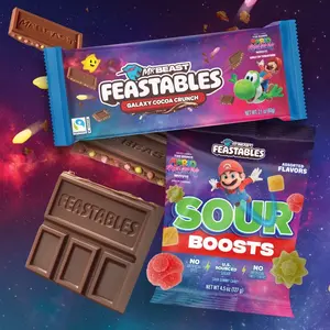 Feastables by MrBeast - TikTok Exclusive Super Mario Galaxy Bundle - Limited Edition for The Super Mario Galaxy Movie - Crunchy Chocolate Bar, Sour Gummy Candy, Adults & Kids, Candy, Cocoa, Fairtrade Certified, Kosher, Gifting or Snacking