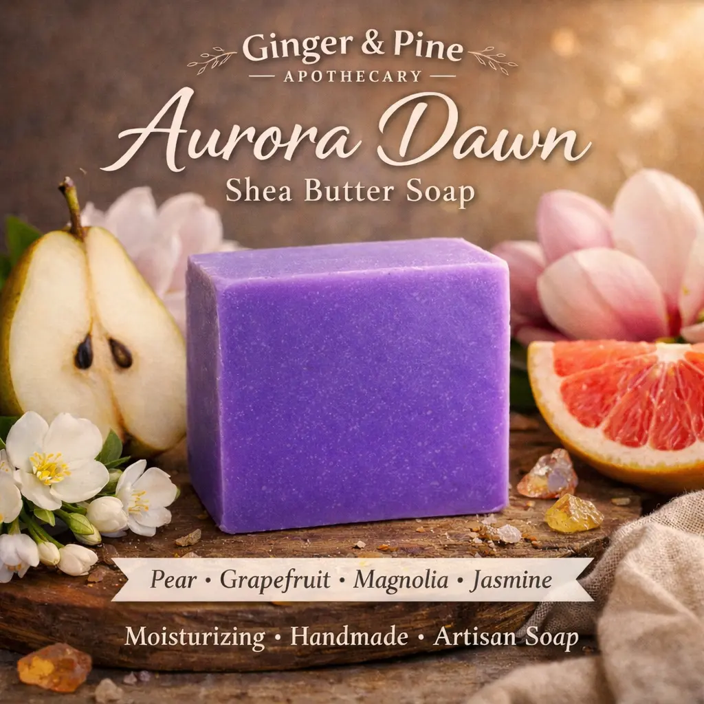 Aroma-Infused Aurora Dawn Bright Shea Butter Body Cleanser Bar - Nourishing Moisturizing Body Care Soap with Pear-Grapefruit-Magnolia-Jasmine-Cedar Scent, Daily Bath & Shower Use, Ideal Gifts Option, Artisan Soap, Shower Soap