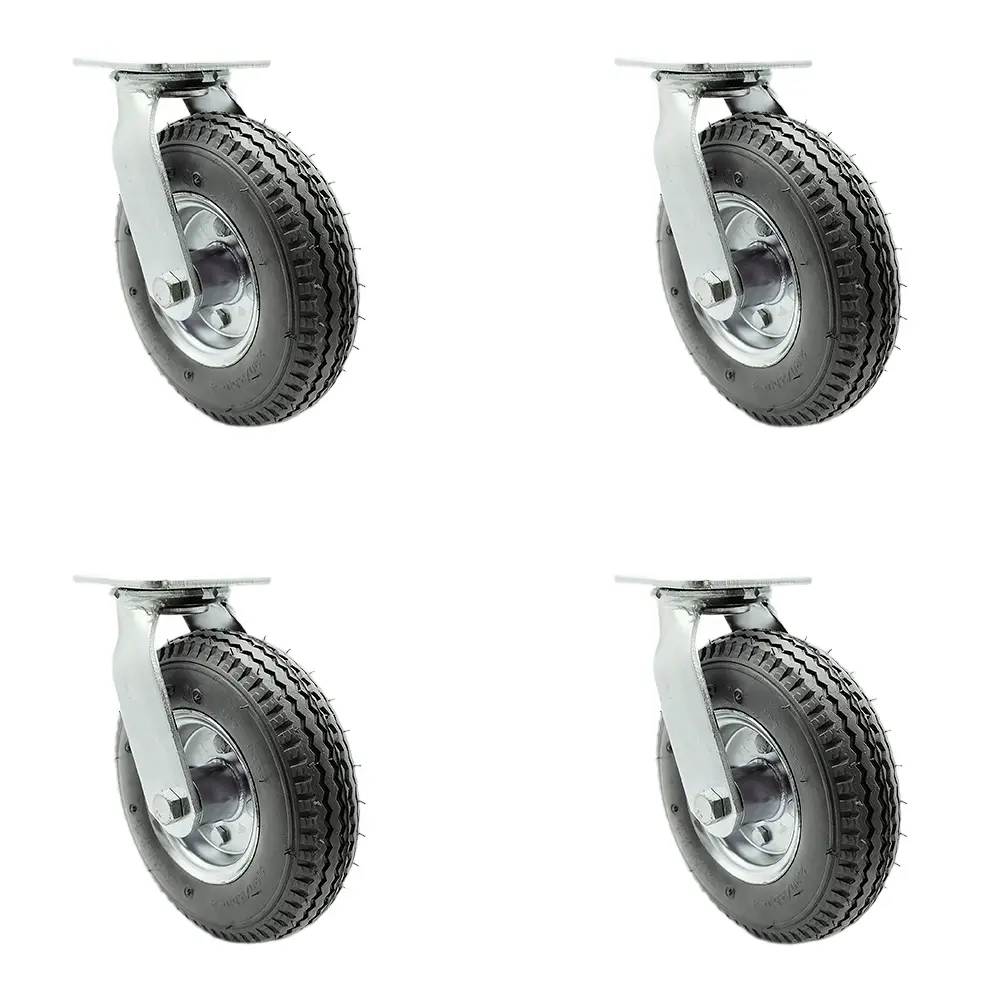 212 MAIN Service Caster SCC-100S280-PNB-GRY-BSL-4, 8 in. Universal Swivel Pneumatic Casters with Gray Rubber Wheels, 1,200 lbs Load Capacity, Enhanced Noise Reduction, Bolt Lock Swivel Lock - Set of 4