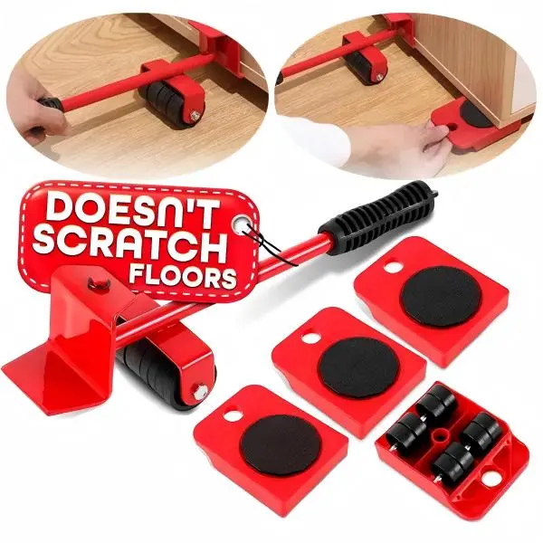Furniture Mover with Wheels & Furniture LifterSet,600 Lbs Capacity for Moving HeavyFurniture,360 o Rotation Wheels FurnitureDolly,Sofa,Refrigerator,Cabinet peel and stickflooring.