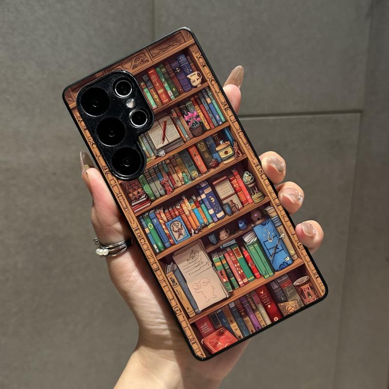 Compatible with iPhone 16 Pro Max /15/14/13/12/S25 Ultra/S24/S23/S22/Google Pixel 6/7/8/9 Phone Case  Bookshelf Pattern  phone case HN-SJ01