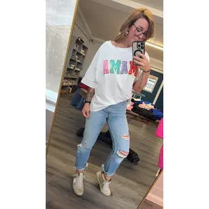 MAMA Sequin Patch Crewneck T-Shirt
