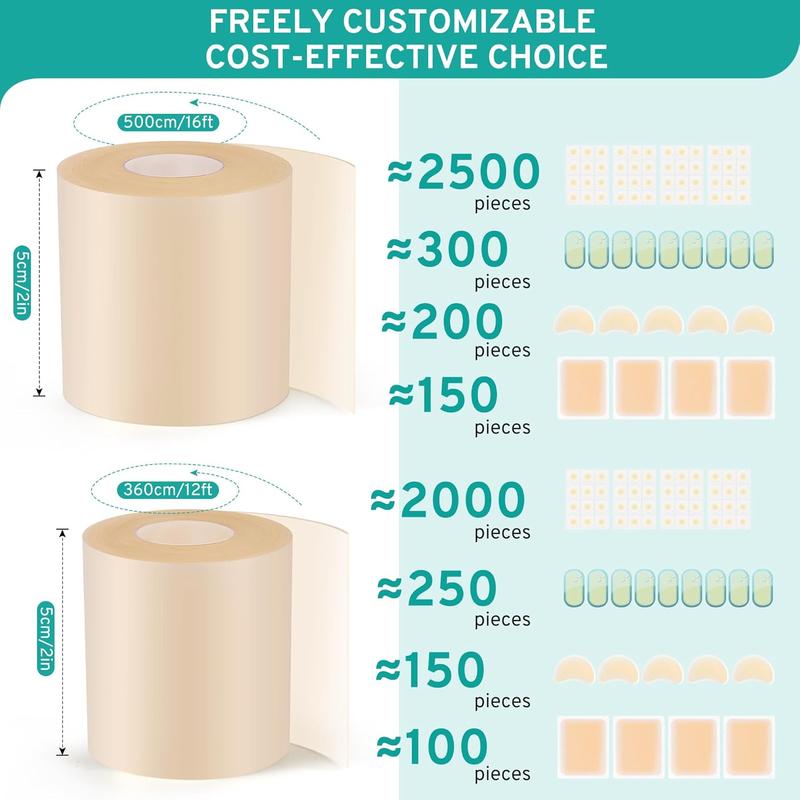 Amzfusfred Medical-Grade Hydrocolloid Bandage Roll Waterproof Flexible Hypoallergenic Latex-Free for Wound Care Secure Adhesion Semi-Transparent Comfortable Design Healthcare Aid