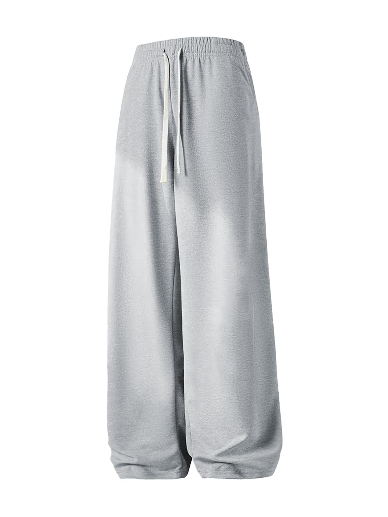 Men's Regular Fit Drawstring Casual Pants - Soft and slightly stretchy fabric, comfortable and breathable, drawstring waist adjustment, solid color, perfect for outdoor sports and fitness activities in spring and summer Plain Trouser Menswear