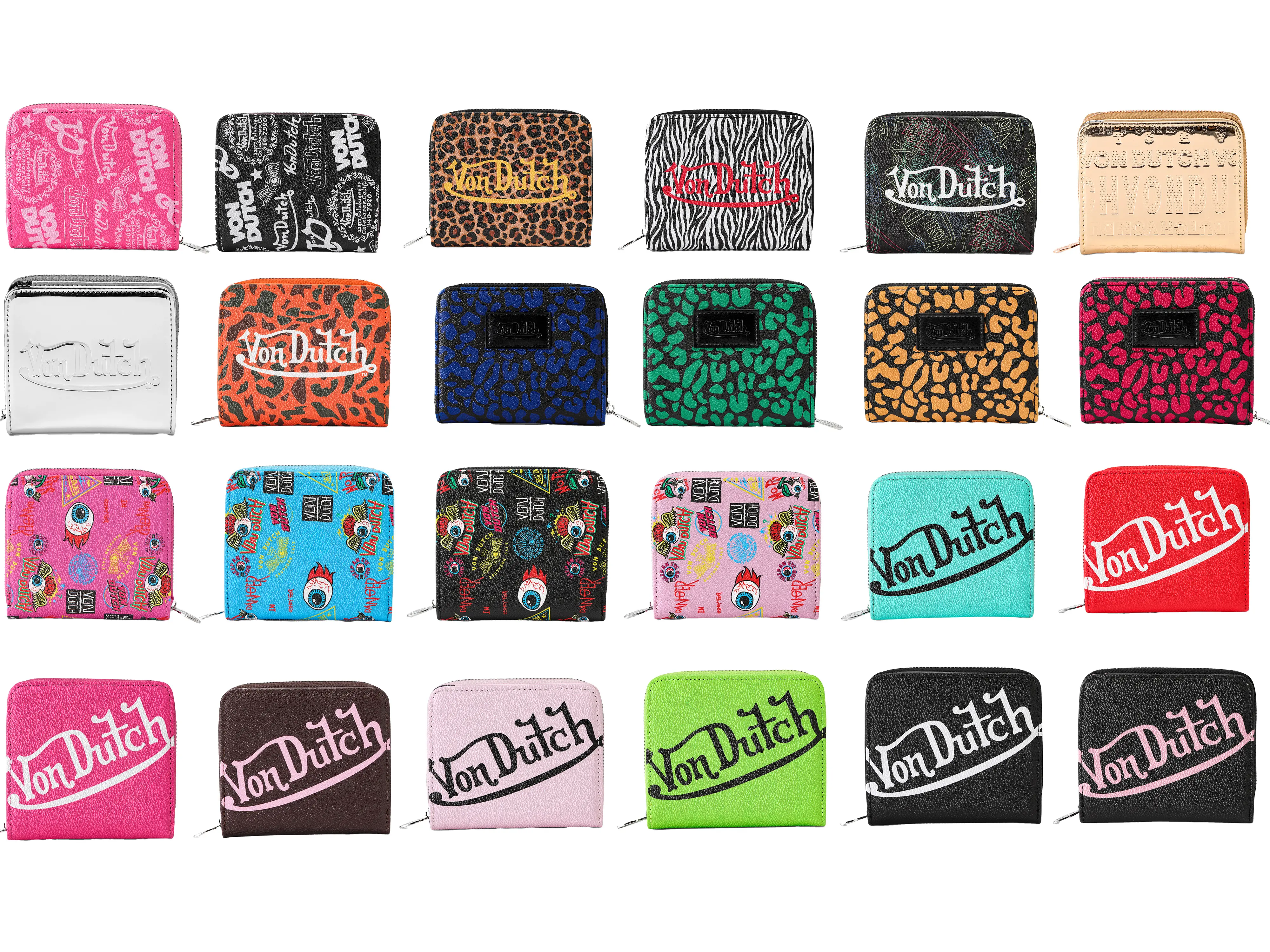 Von Dutch Zip-up Multi-card Holder Wallets for Women - All Styles, Multi-Card Holder Women's Wallets Von Dutch Zip-up Multi-card Holder Wallets for Women - All Styles, Multi-Card Holder Women's Wallets