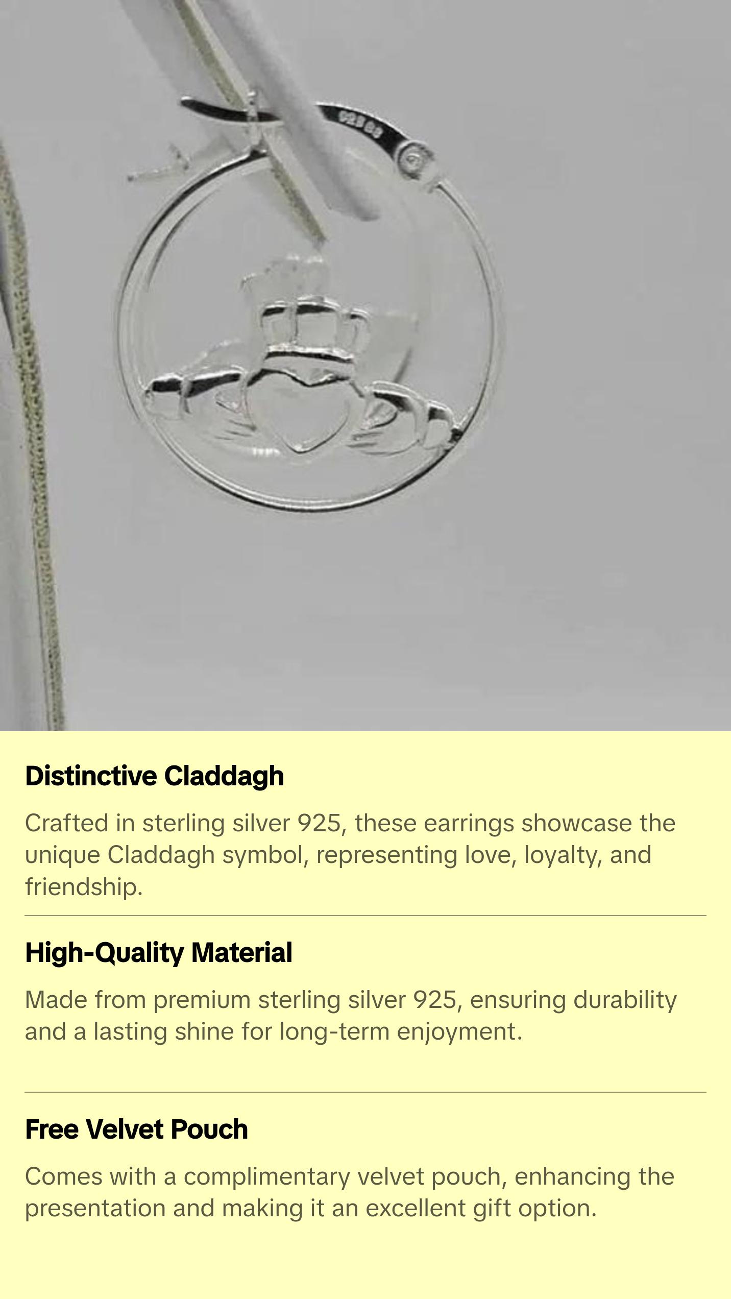 Brand New Sterling Silver 925 Claddagh Earrings