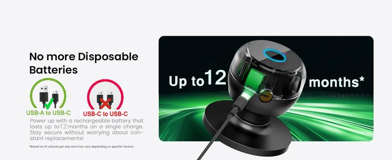 Valentine's Day Gift EUERTE Smart Fingerprint Door Lock 3-in-1 with TT App Control & 5S Auto-Lock Rechargeable Battery for Rooms Offices Apartments Warehouses Garages Black Friday Gift