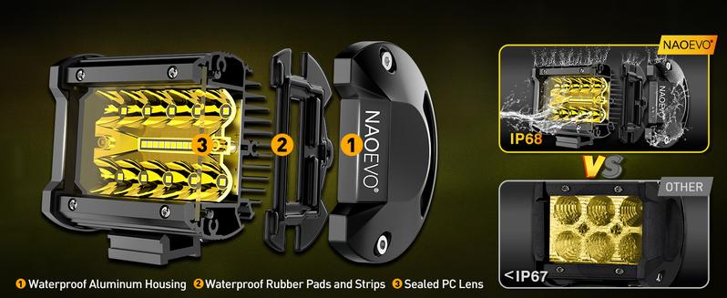 NAOEVO 4 Inch LED Pod Lights, Small LED Light Bar with 2 Leads Wiring Harness, LED Cube Work Lights for Truck Boat ATV UTV, 2 Pcs NAOEVO 4 Inch LED Pod Lights, Small LED Light Bar with 2 Leads Wiring Harness, LED Cube Work Lights for Truck Boat ATV UTV, 2 Pcs