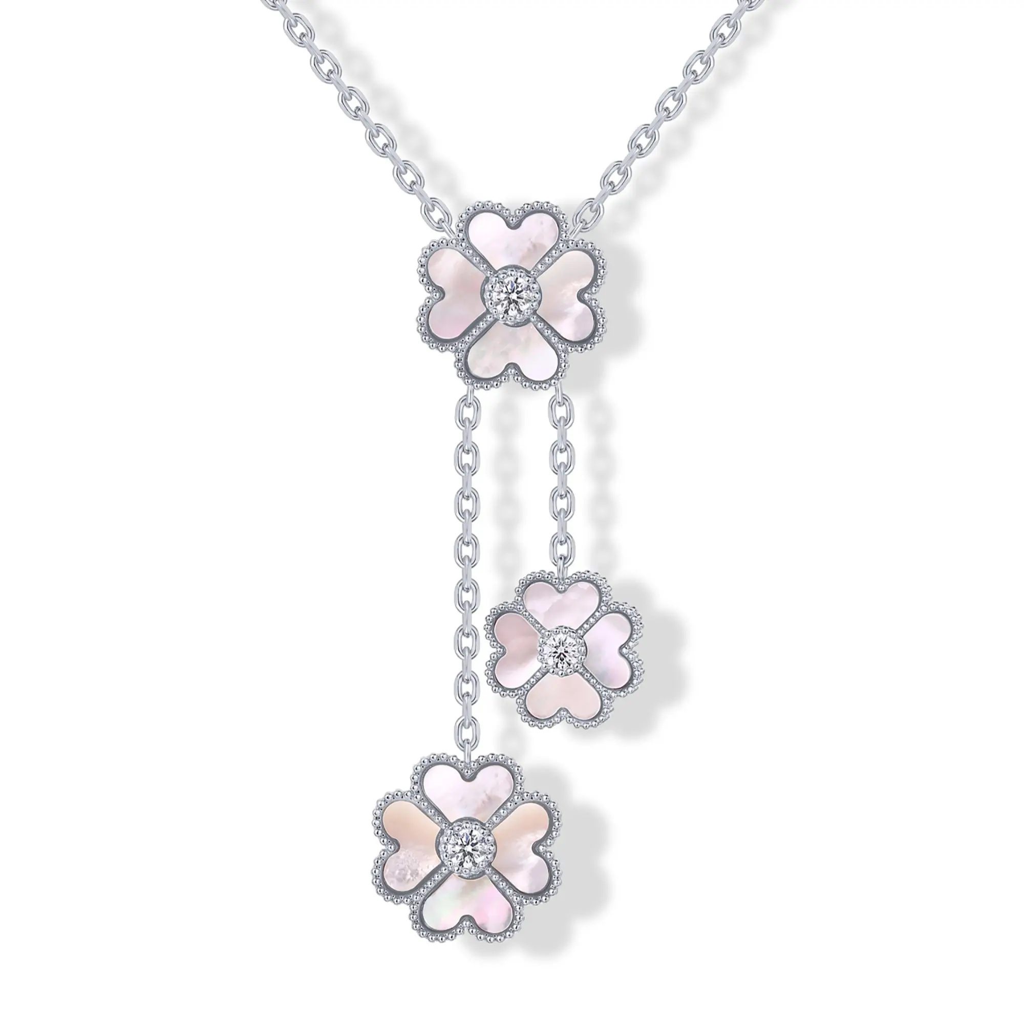3 Mother of Pearl Clover - White Gold