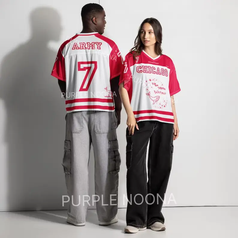 Personalized Red Purple Jersey, Kpop Boxy Football Jersey, Music Fans Gift Shirt