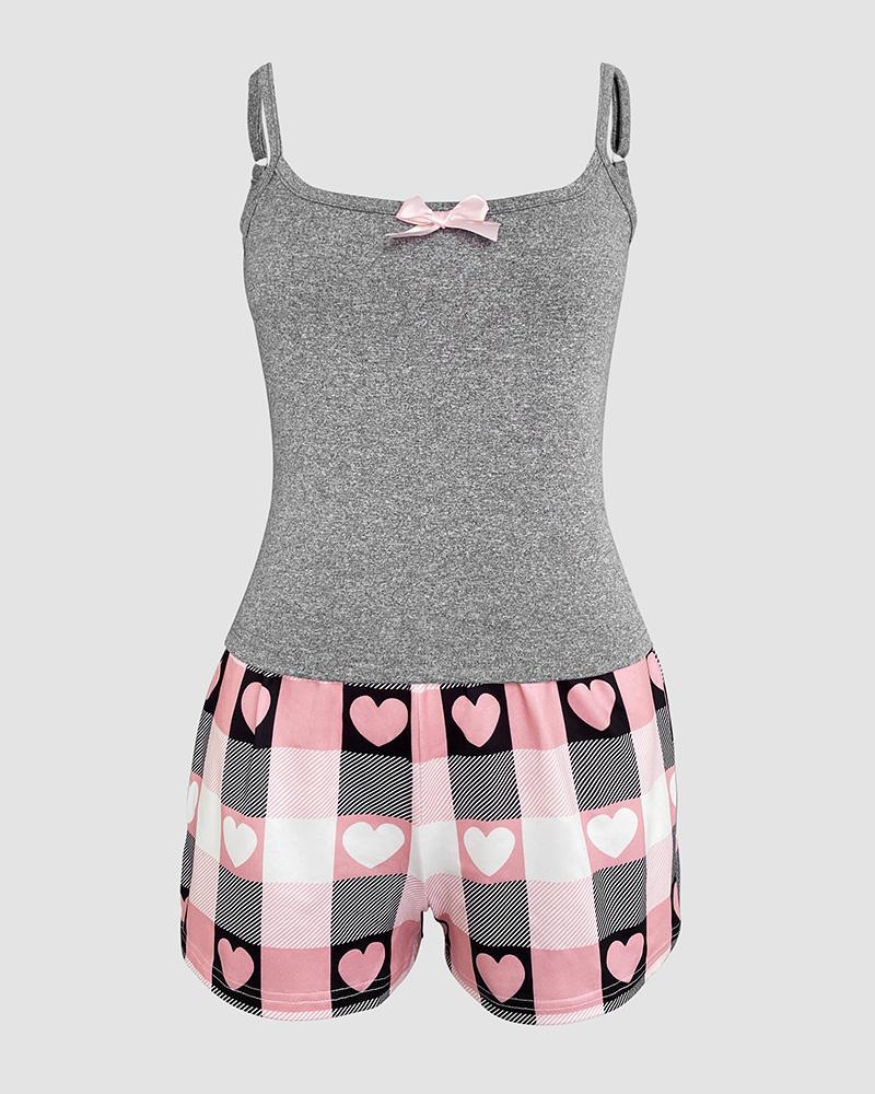 ChicMe Women's Matching 2 Pieces Outfit Floral Print Spaghetti Strap Set - Strap Bowknot Cami Top & Shorts Set Casual Comfort Womenswear ChicMe Women's Matching 2 Pieces Outfit Floral Print Spaghetti Strap Set - Strap Bowknot Cami Top & Shorts Set Casual Comfort Womenswear