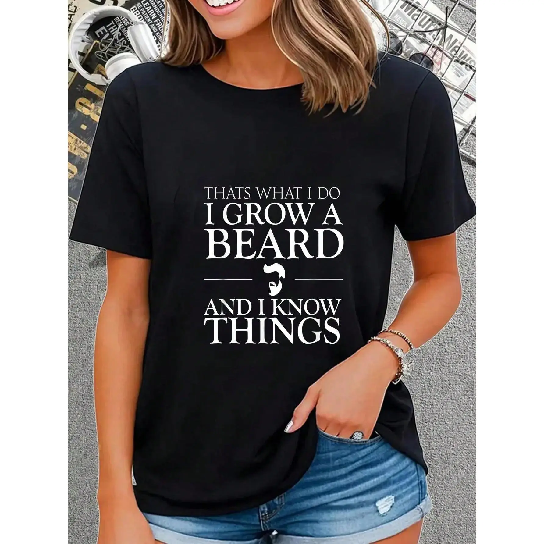100% Cotton Thats What I Do I Grow A Beard And I Know Things - Fun Beard T-Shirt